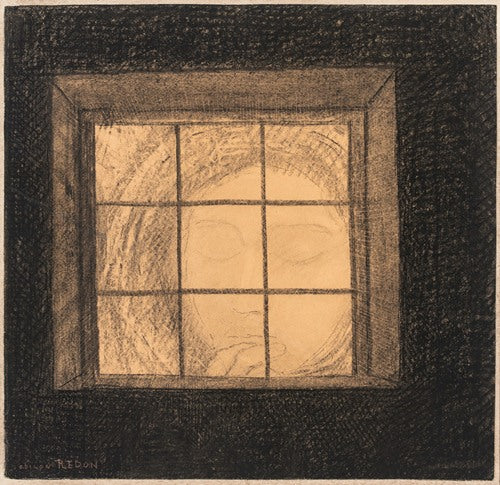 Visage derrière une fenêtre by Odilon Redon