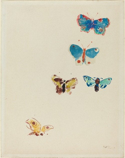 Five Butterflies (c. 1912) by Odilon Redon
