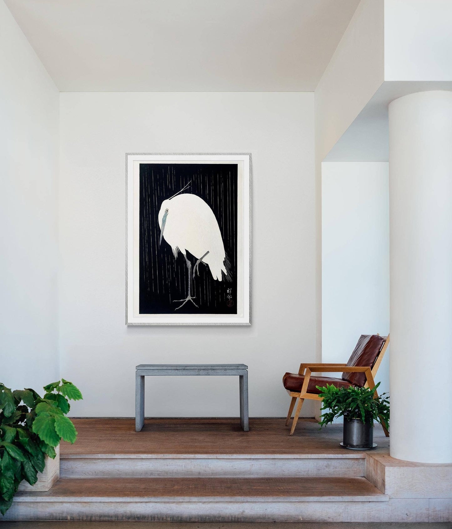 Póster Garza blanca en la nieve oscura de Ohara Koson