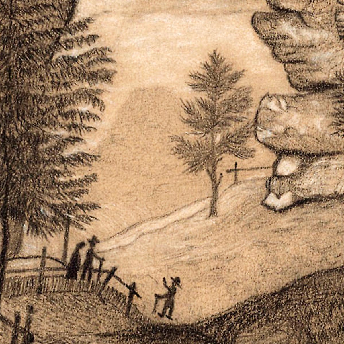 Cartel de la exposición "Excursionistas escalando Rousseau"