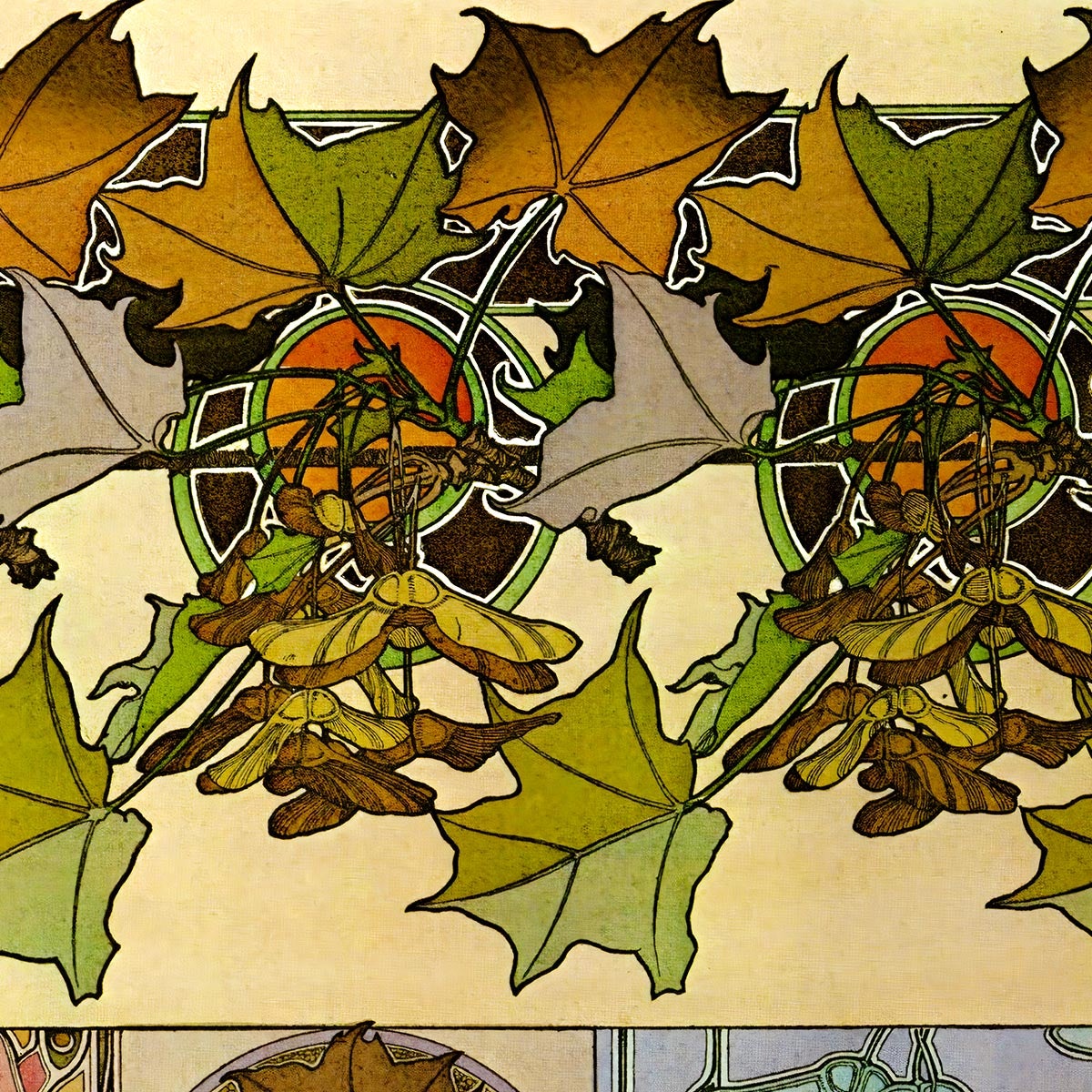 Hojas de roble de Alphonse Mucha