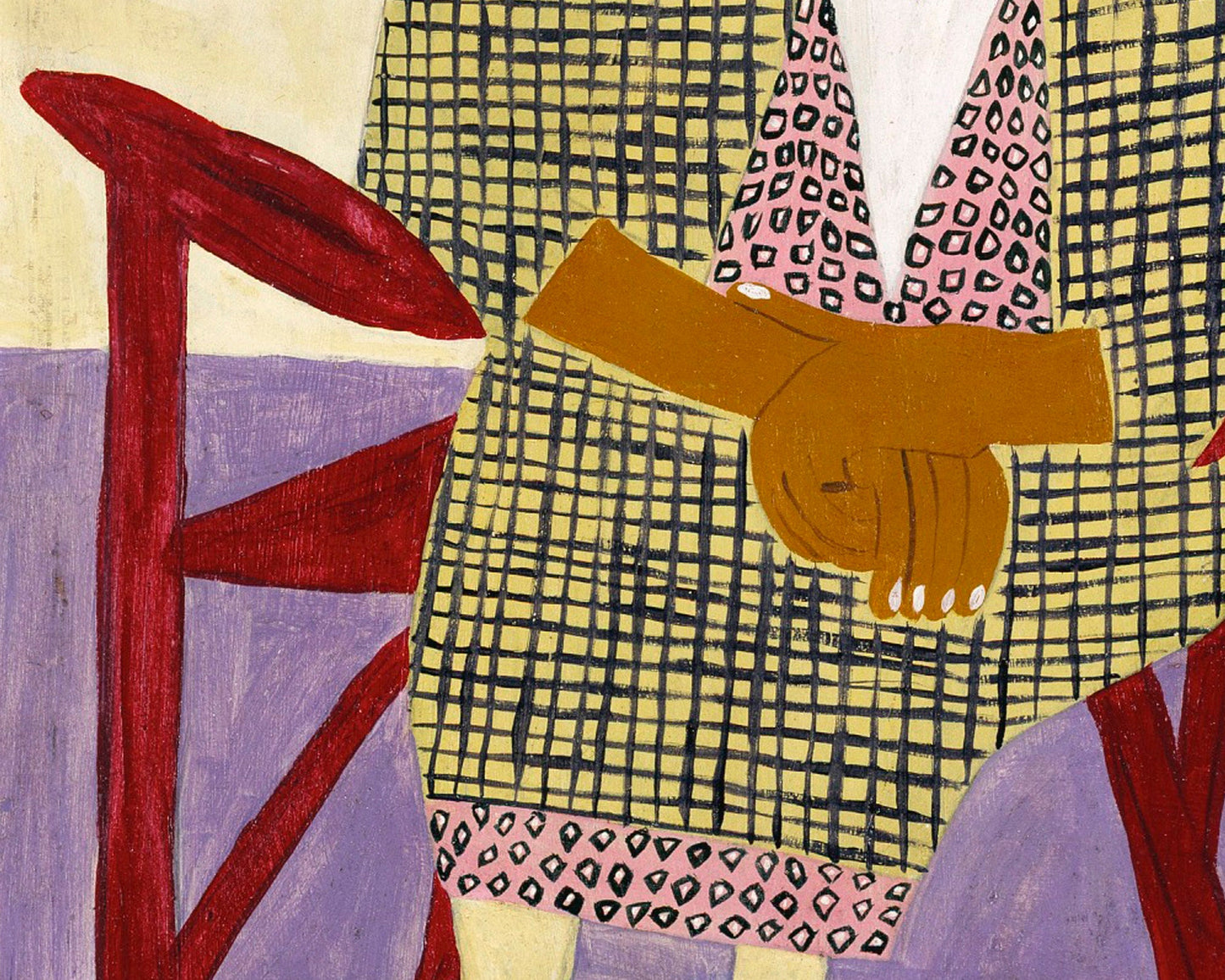 Retrato familiar con gato | Mamá y papá | William H. Johnson | Arte popular afroamericano vintage | Artista negro | Arte mural primitivo americano