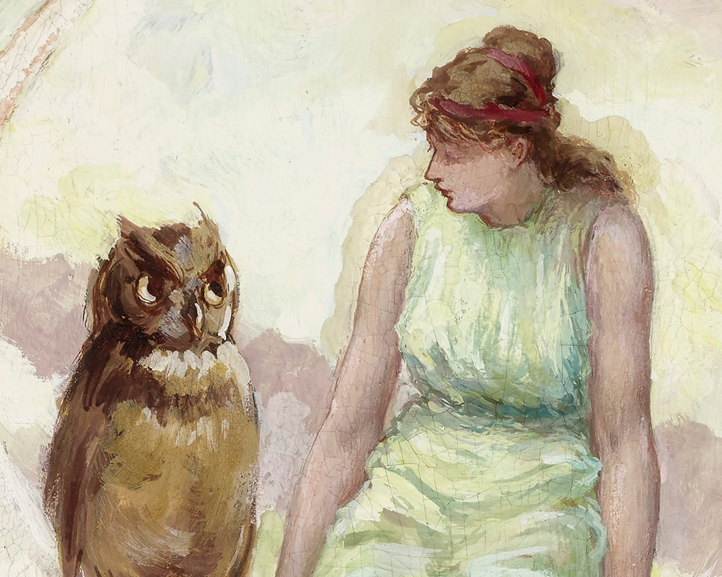 Lámina de diosa lunar | La hija de la bruja | Búho vintage en luna creciente | Arte mural de cuento de hadas | Pintura celestial | Frederick Church