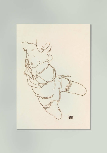 Modelo semidesnuda de Egon Schiele