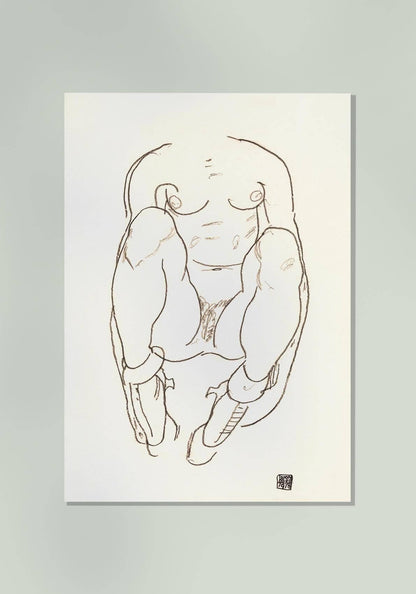 Torso of a Seated Woman with Boots by Egon Schiele