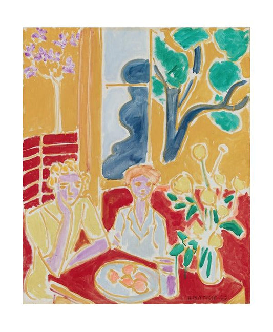 Art Print "Deux Fillettes, fond jaune et rouge (1947)" by Henri Matisse (1947)