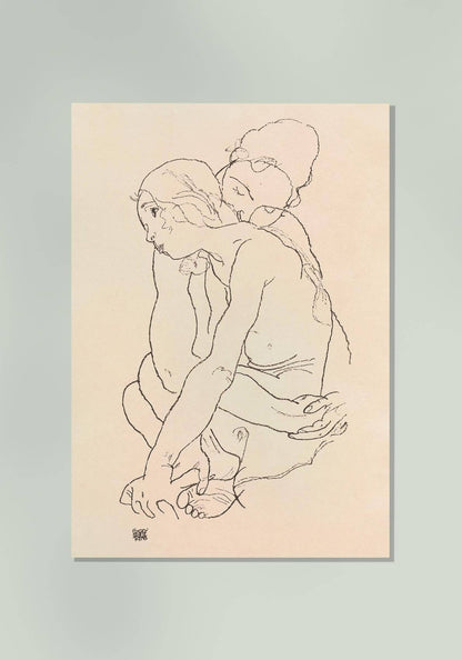 Woman and Girl Embracing by Egon Schiele