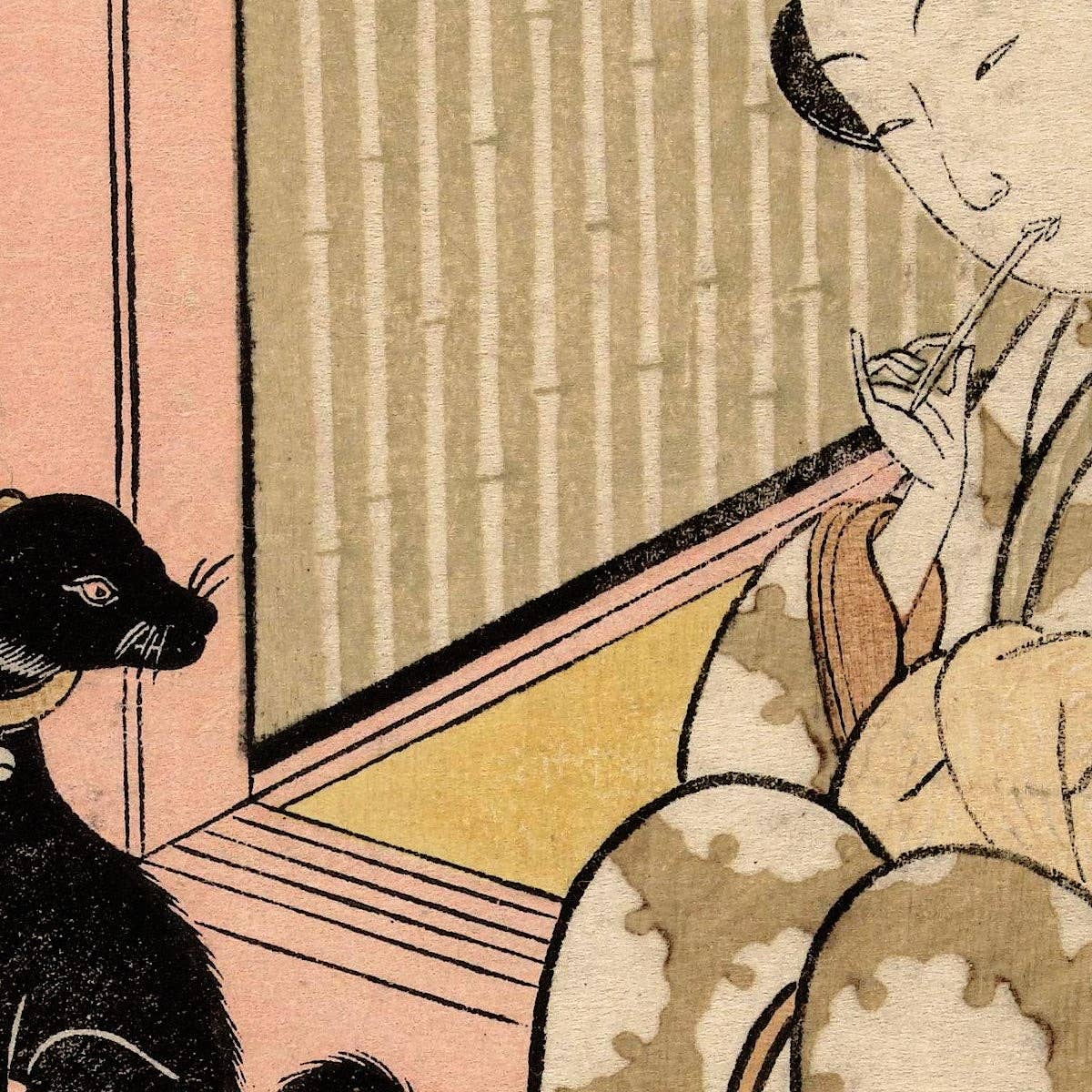 Geisha y perro negro de Suzuki Harunobu