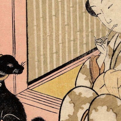 Geisha y perro negro de Suzuki Harunobu