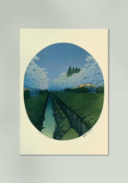 Cerezos en flor en la noche, de Hasui