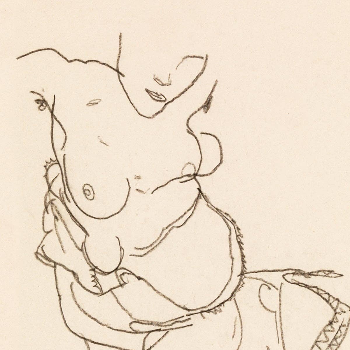 Modelo semidesnuda de Egon Schiele