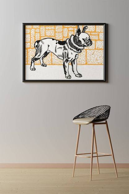 Orange French Bull Dog Art Print