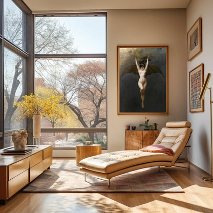 Mujer murciélago - Bruja gótica y arte wiccan - Arte digital de mujer con alas de murciélago, arte de pared imprimible, descarga instantánea