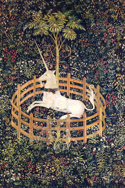 Medieval Unicorn Tapestry Digital Art Printable Instant Download Enchanting Wall Decor for girls room or nursery. renn faire art