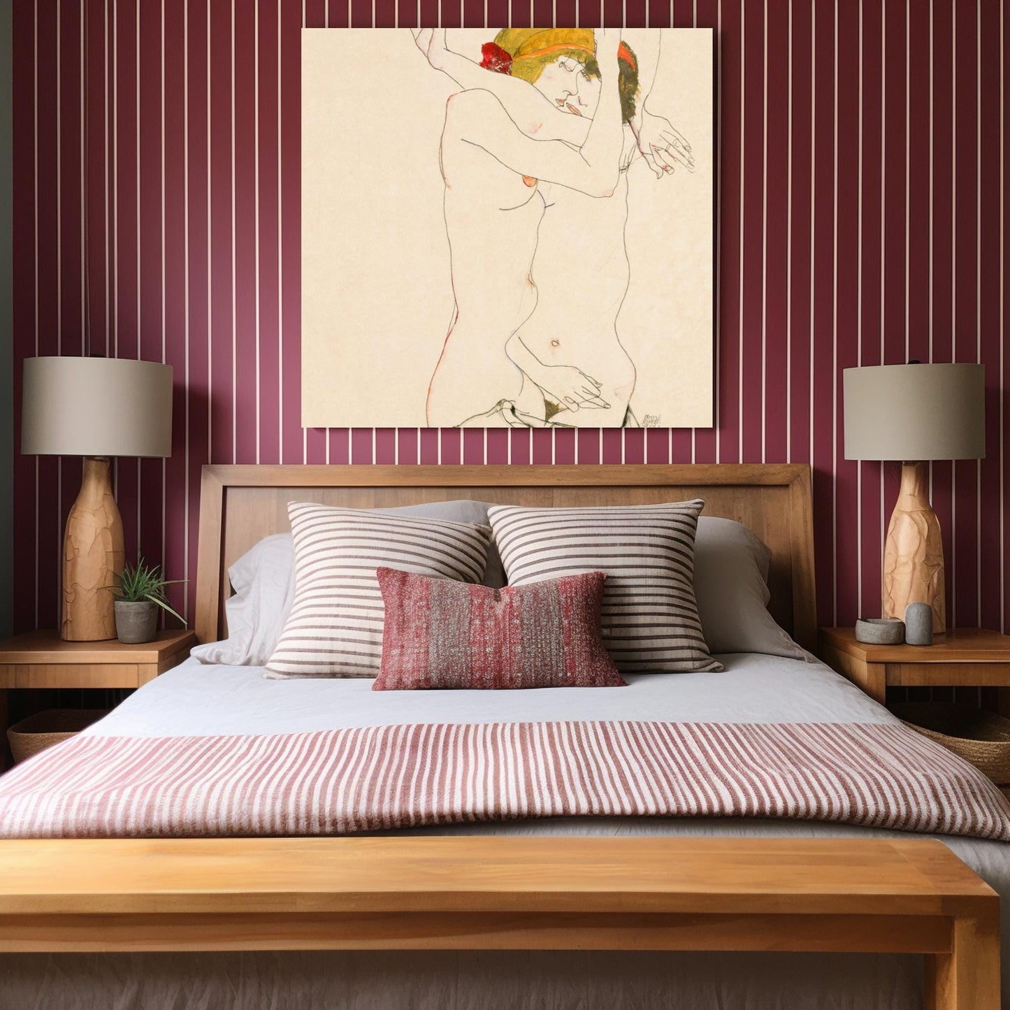 Dos mujeres abrazándose 1913 de Egon Schiele - Arte erótico lésbico moderno Descarga digital Arte mural Imprimible Descarga instantánea