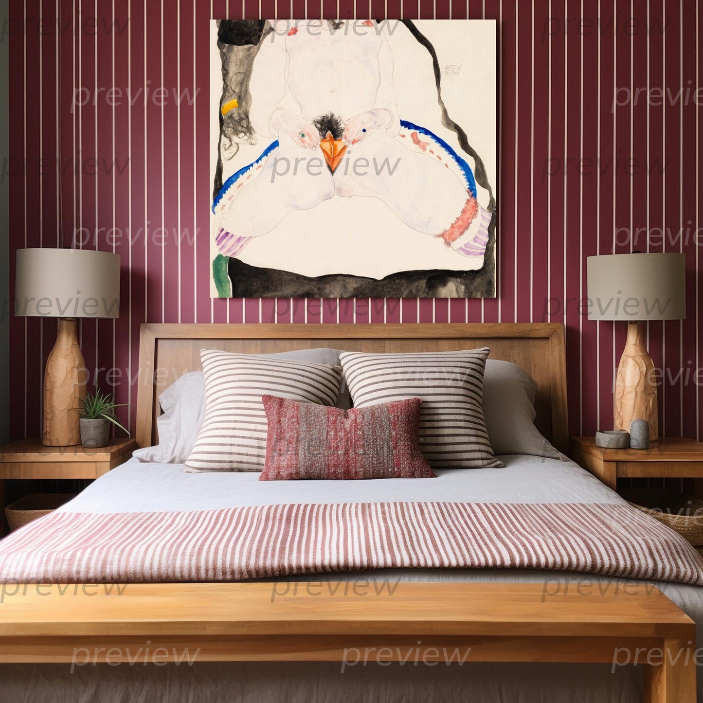 Imagen digital imprimible de vulva y vagina con arte lineal erótico queer Descarga instantánea Moderna - Observado en un sueño por Egon Schiele Descarga digital