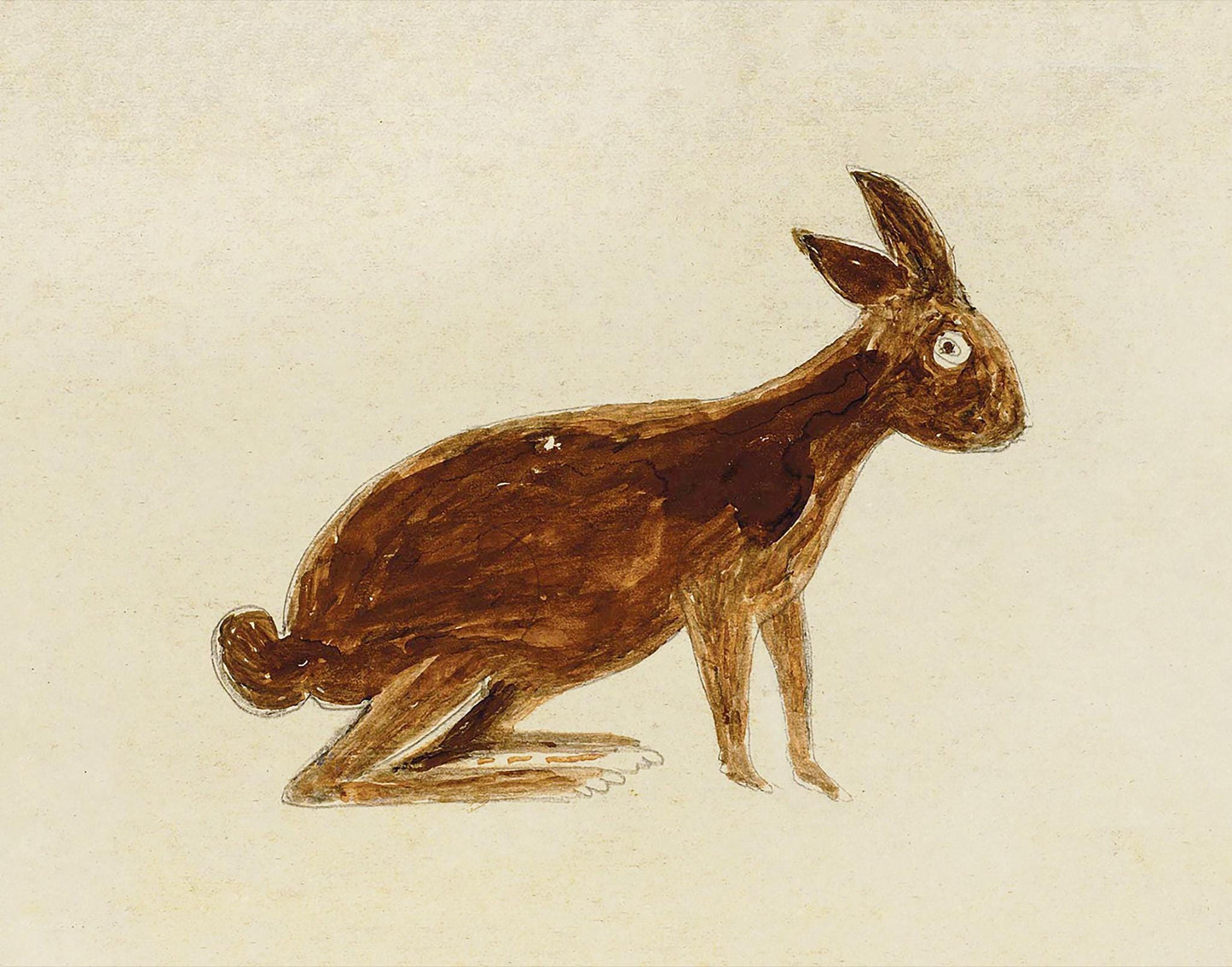 Brown Rabbit Art Print - Bill Traylor - Charming Americana Bunny Art -Style Illustration for Kids' Rooms - Instant Digital Download