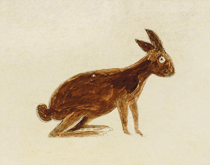 Brown Rabbit Art Print - Bill Traylor - Charming Americana Bunny Art -Style Illustration for Kids' Rooms - Instant Digital Download