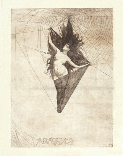 Vintage spider woman art | Arachne | Greek mythology sketch | Vintage gothic nude | Occult, Dark wall art | Victorian spider woman (whitespace trimmed)