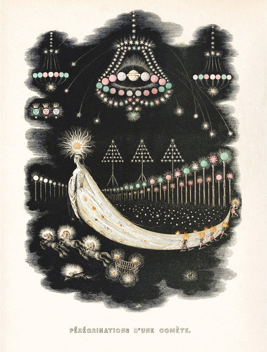 Wanderings of a comet | Pérégrinations D'une Comète | Celestial fine art print | Modern Vintage decor | Eco-friendly gift (whitespace trimmed)