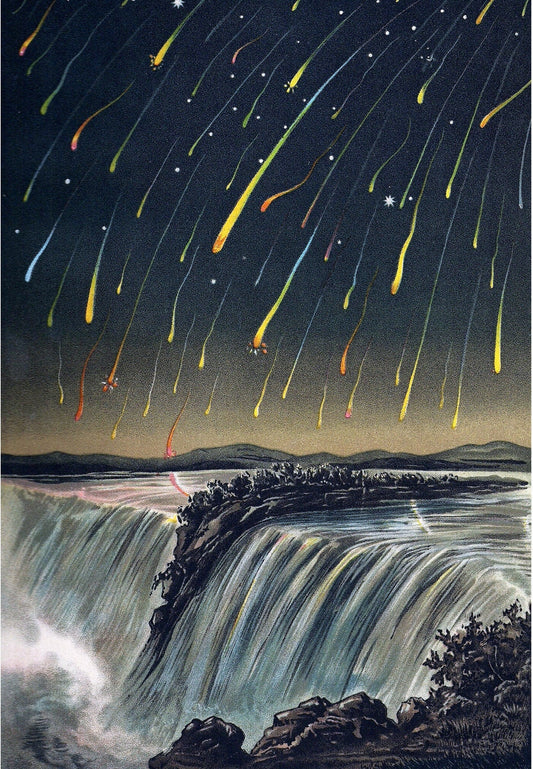 Night the stars fell at Niagara Falls | Leonid meteor shower of 1833 | Celestial fine art print | Modern Vintage decor | Eco-friendly gift (whitespace trimmed)