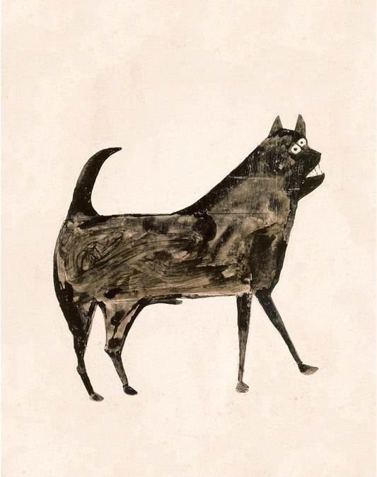 Bill Traylor Americana art | Black dog | Animal folk art | African American self-taught artist | Modern vintage wall décor (whitespace trimmed)