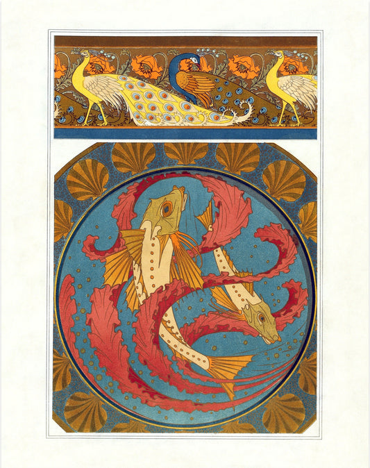 Art nouveau Animals | Peacock & fish art | L'animal dans la Décoration | Natural History print | Modern vintage décor | Eco-friendly gift (whitespace trimmed)