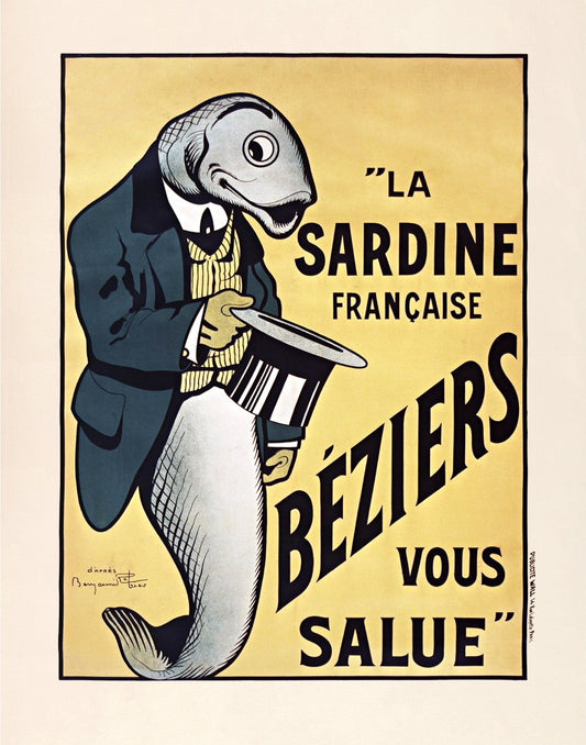French sardine ad | Fish art | Kitchen, food wall art | Vintage advertisement (whitespace trimmed)