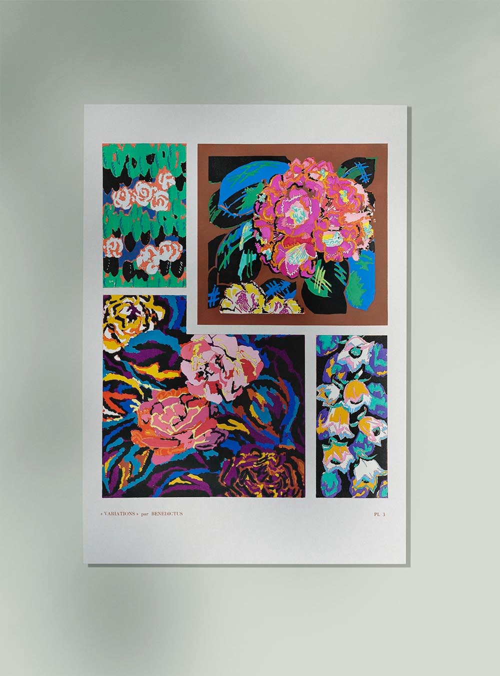 Patrón floral vintage Art Déco, variación 3 de Édouard Bénédictus