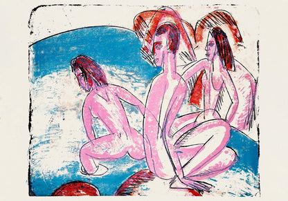 Tres bañistas junto a las piedras de Ernst Kirchner