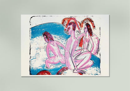 Tres bañistas junto a las piedras de Ernst Kirchner
