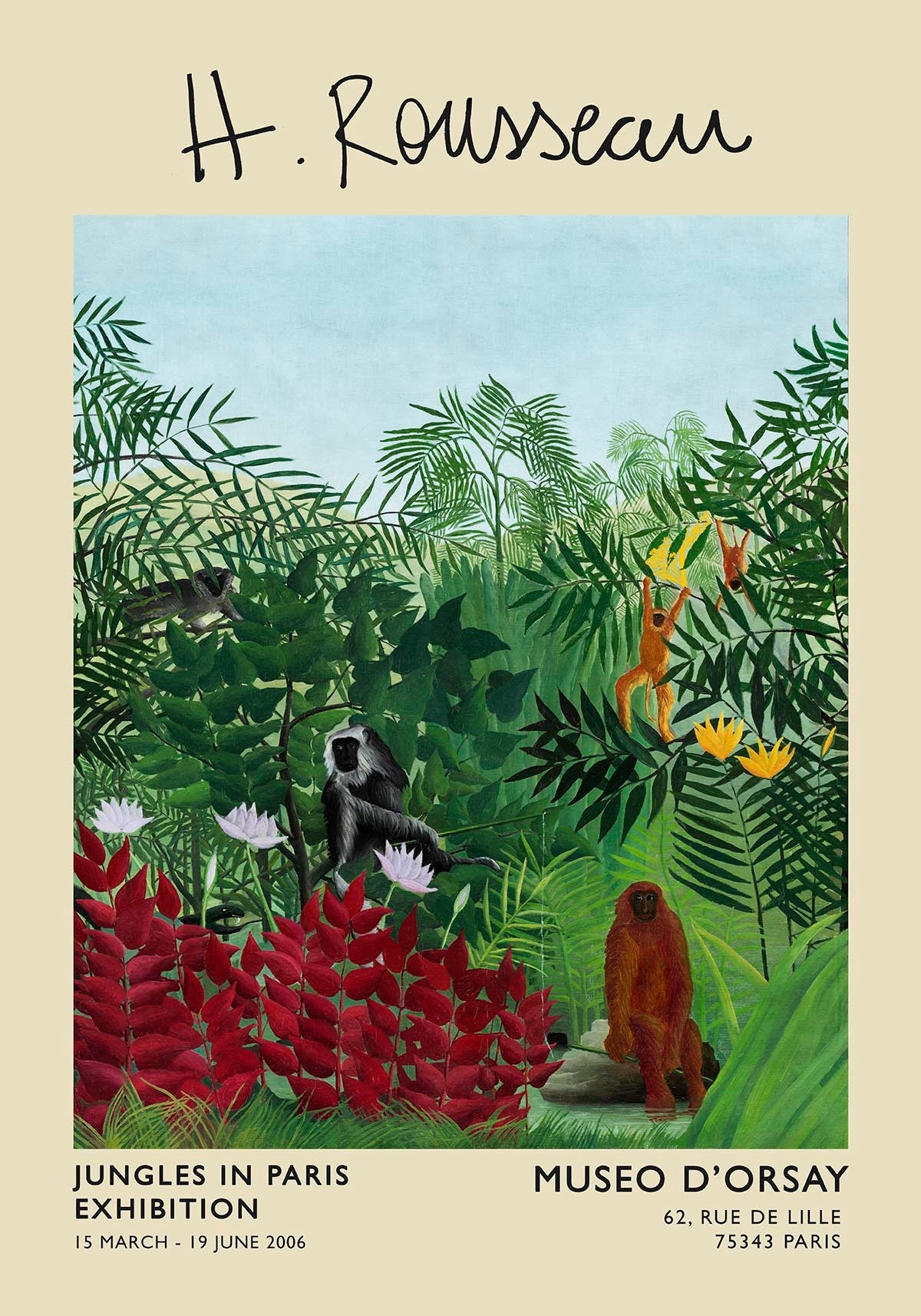 Cartel de la exposición Bosque tropical de Rousseau