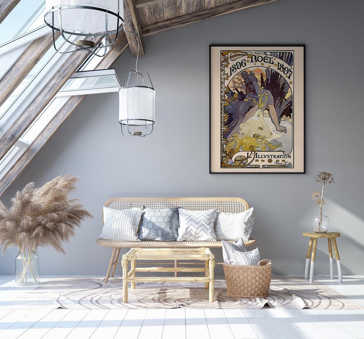 "1896 Noel 1897" by Alphonse Mucha - Alphonse Mucha, anv10013, art nouveau, Ernst Ludwig Kirchner, Jugendstil, Living Room, Living Room Art, Living room decor, Mucha, new, on-faire, ornamental, Painting, Paris, ready-for-abound, Vintage Poster, Wall Art