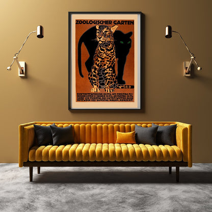 Juego de 2 láminas artísticas japonesas de león de montaña