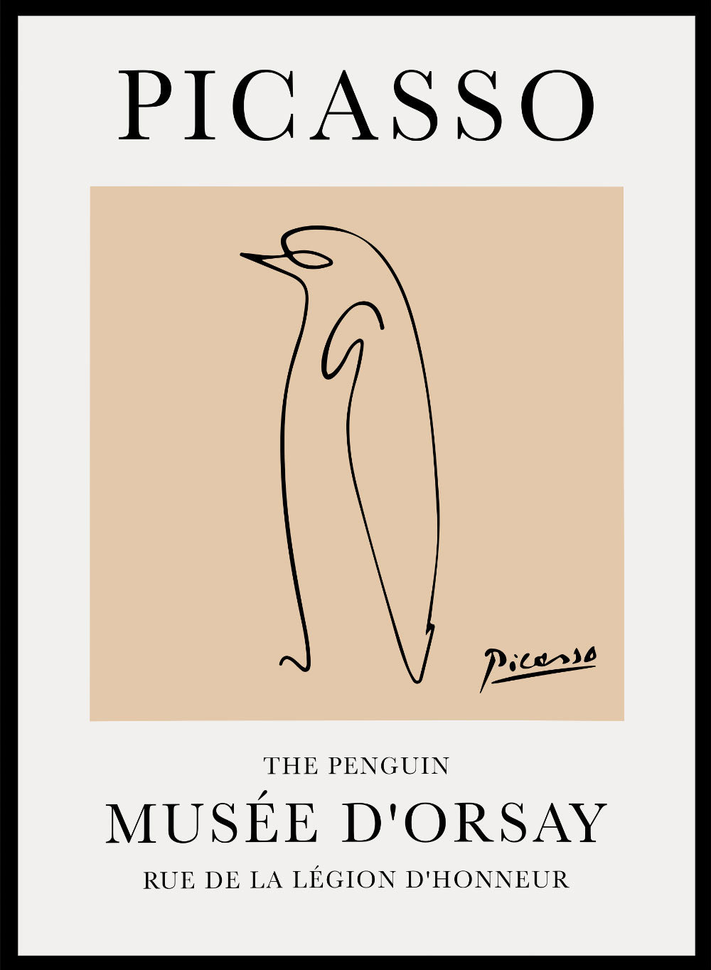 Dibujo lineal del pingüino de Pablo Picasso