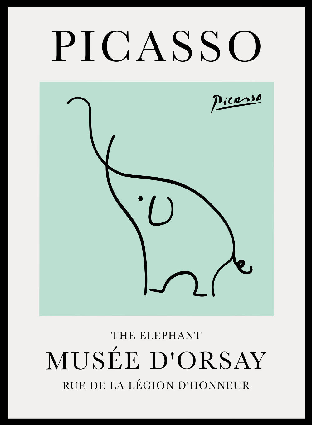 Dibujo lineal del elefante de Pablo Picasso