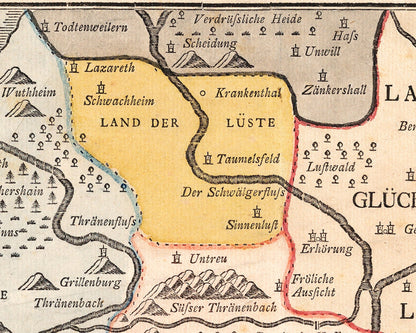 Mapa antiguo alemán del amor | Mapa de relaciones vintage de 1777 | Amor y San Valentín | Regalo de compromiso, boda o aniversario | Vintage moderno