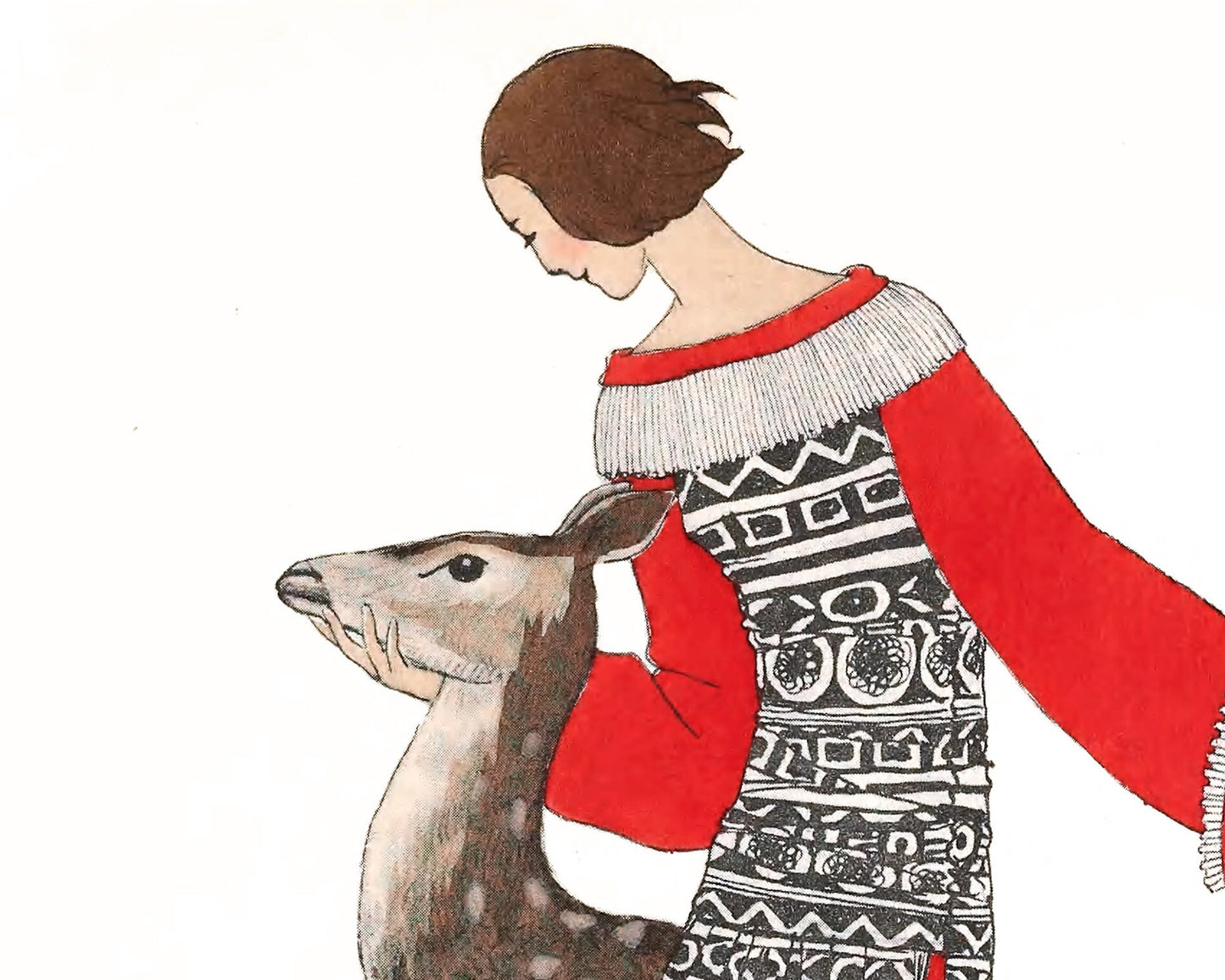 Decoración navideña francesa antigua: ilustración de moda de los años 20: The Tame Doe