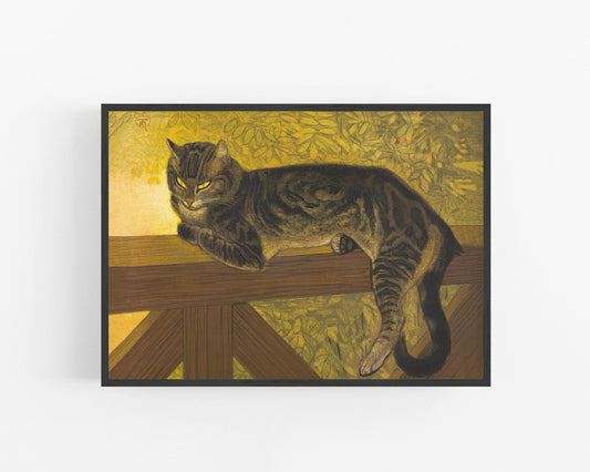 Impresión artística de gato atigrado vintage | Decoración de pared Art Nouveau | Grabado en madera de animales | Steinlen | Decoración vintage moderna | Listo para enmarcar y regalar