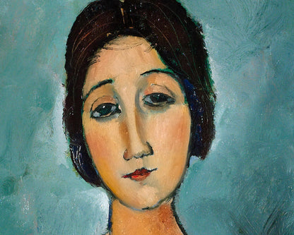 Portrait of brunette woman | Christina by Amedeo Modigliani | Expressionist painting | Modern vintage wall art | Fits in standard frame