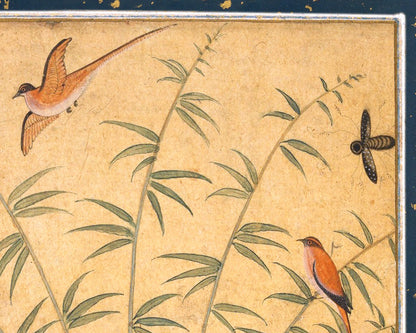 Cuadro antiguo de león entre flores | Historia natural del siglo XVII | Arte mural antiguo de animales y naturaleza | Pintor indio Ustad Mansur