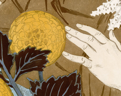 Vintage red head with flowers | Fine art print | Coquetterie | Eugene Grasset | Feminine art print | Art nouveau wall art | French artist