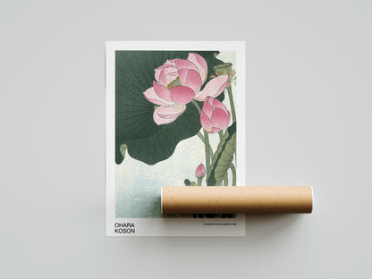 Ohara Koson - Impresión artística japonesa con flores de loto en flor, decoración del hogar, arte de pared