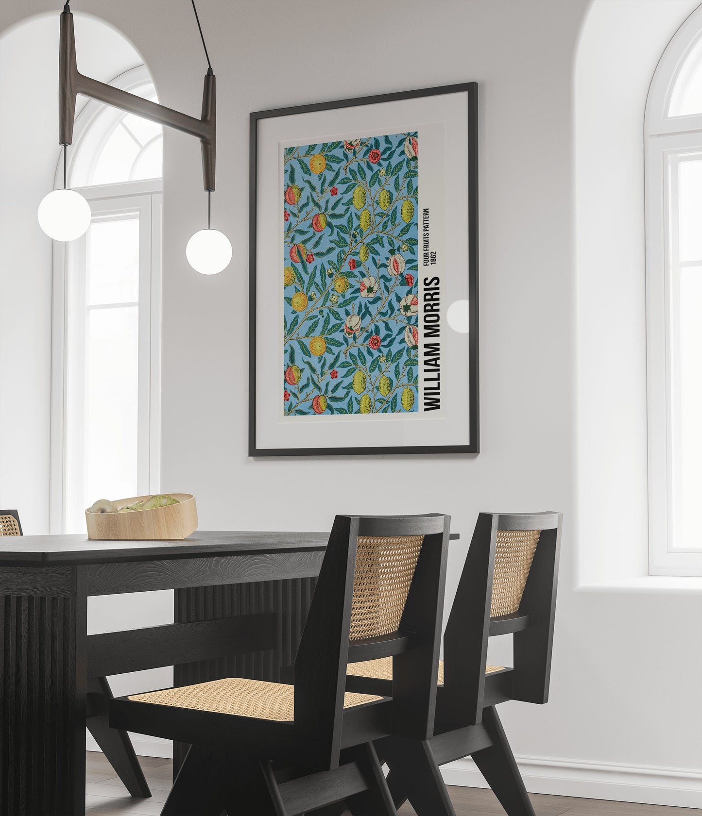 Póster de la exposición de William Morris, diseño de cuatro frutas, Art Nouveau, papel tapiz, diseño de granada, decoración del hogar, arte mural