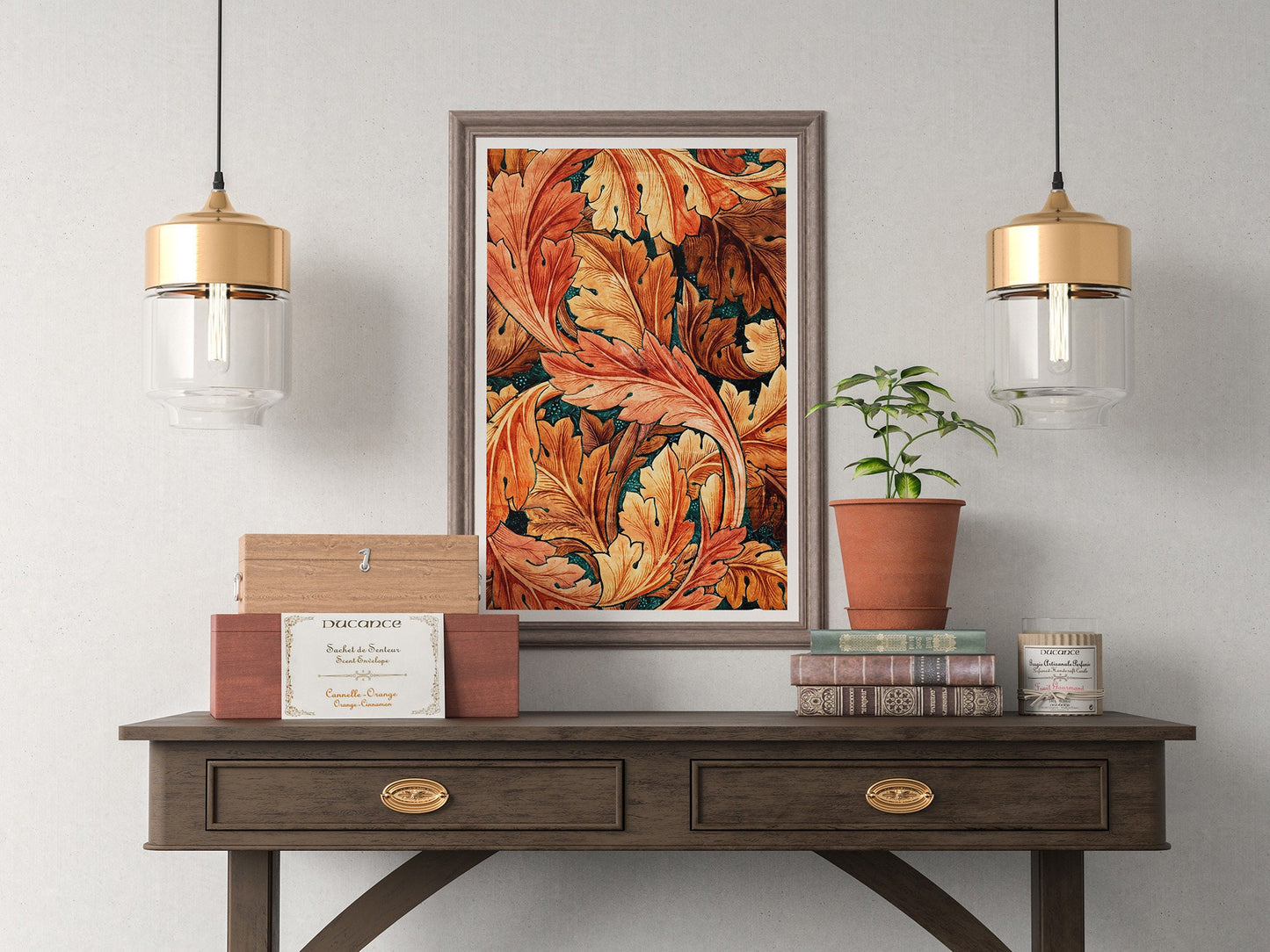 Póster de la exposición de William Morris, fondo texturizado de acanto Art Nouveau, decoración de pared para el hogar victoriano