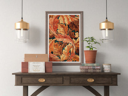 Póster de la exposición de William Morris, fondo texturizado de acanto Art Nouveau, decoración de pared para el hogar victoriano