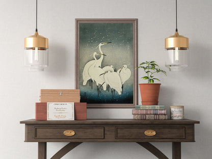 Ohara Koson - Grupo de garcetas Impresión artística japonesa Decoración del hogar Arte de pared