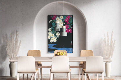 Ohara Koson - Lámina artística japonesa de crisantemos, decoración del hogar, arte de pared