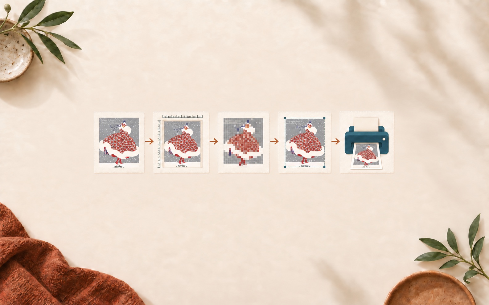 The same RPS French fashion plate appears through file, size, pixel, crop and printer checks.